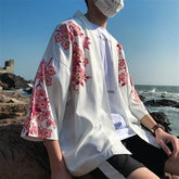 Men's Loose Sun Protection Robe Three Quarter Sleeves Cardigan Coat